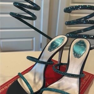 Size 40 Turquoise Rene Caovilla Sandals. Worn twice
